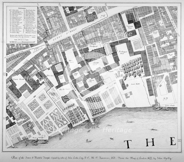 Middle and Inner Temple, City of London, 1871.                                               Artist: Anon