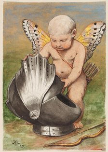 Cherub with Helmet, 1889. Creator: Hans Thoma.