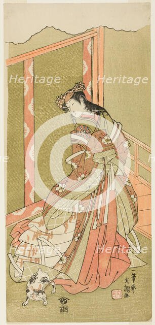 The Actor Nakamura Noshio I as the Third Princess (Nyosan no Miya) in the Play Fuki..., c. 1771. Creator: Ippitsusai Buncho.