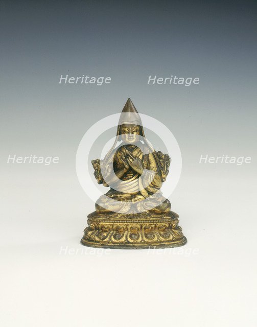 Gilt bronze Lama of the Yellow Hat sect, Tibet, 18th century. Artist: Unknown