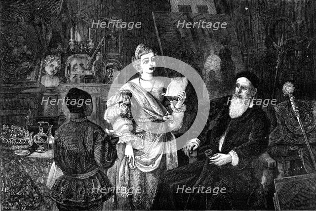 "Titian and his God-Daughter - a Sonnet from Peter Aretin" - painted by W. H. Kearney - from the Exh Creator: Unknown.