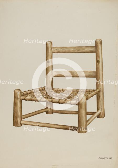 Hickory High Chair, c. 1938. Creator: Florence Hastings.