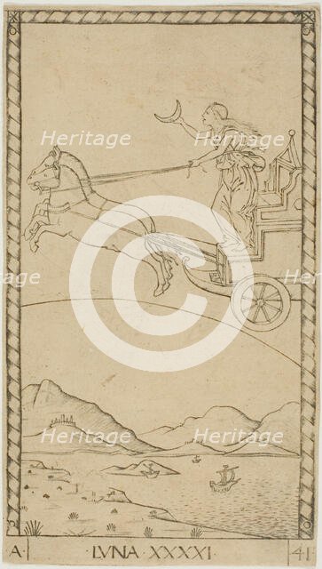 The Moon, plate 41 from Planets and Spheres, c.1465. Creator: Unknown.