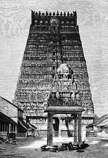 The chief gopura of the temple at Kumbakonam, India, 1895. Artist: Unknown