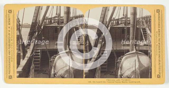 On board the Caravel Santa Marie, looking aft, 1887/93. Creator: Henry Hamilton Bennett.
