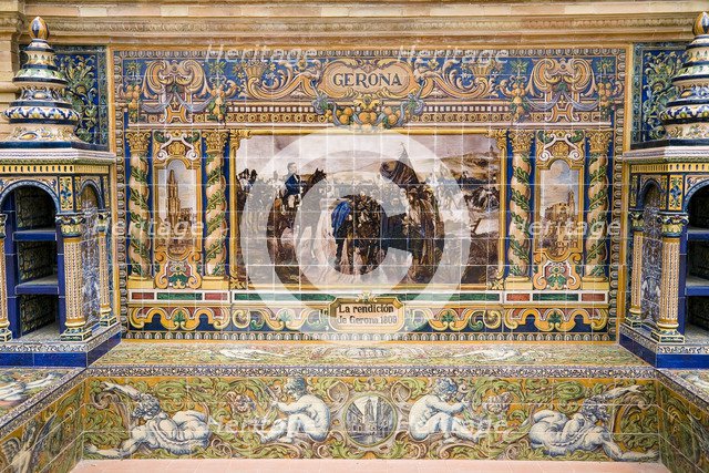 Tiled alcove in the Plaza de Espana, Seville, Andalusia, Spain, 2007.  Artist: Samuel Magal