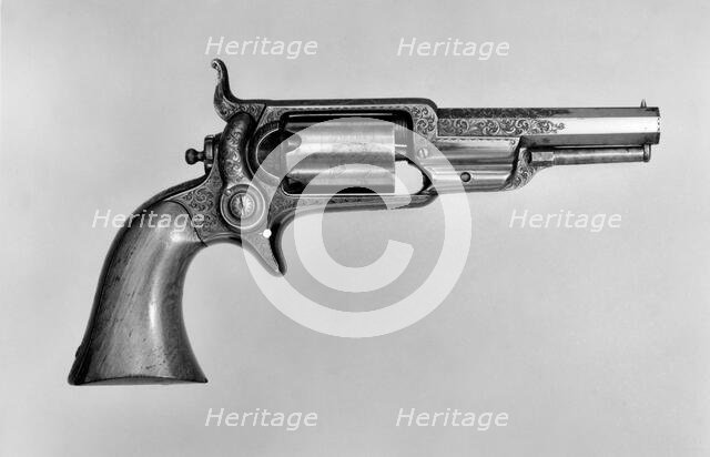 Colt Model 1855 Pocket Percussion Revolver, Serial no. 4460, with Case and Accessories, 1855. Creator: Samuel Colt.