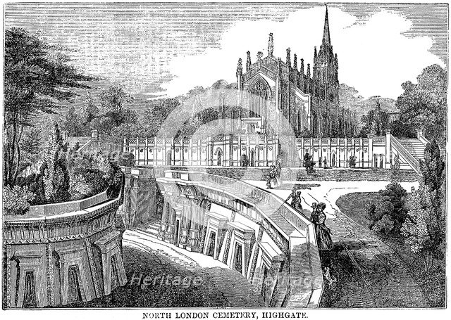 North London Cemetery, Highgate, 1838. Artist: Unknown
