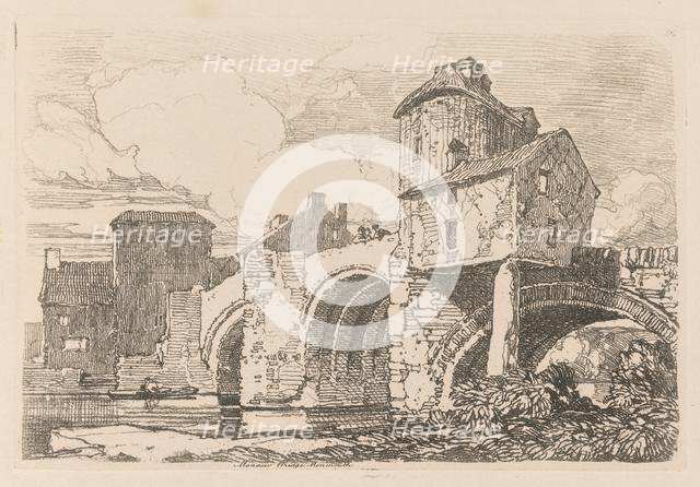 Liber Studiorum: Plate 26, Monnow Bridge, Monmouthshire, 1838. Creator: John Sell Cotman (British, 1782-1842).