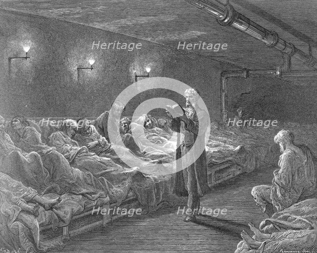 'Scripture Reader in a Night Refuge', 1872. Artist: Adolphe François Pannemaker