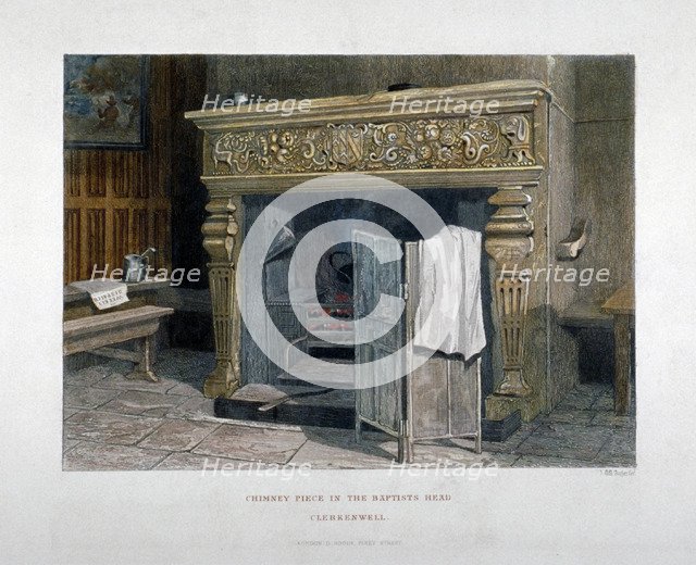 View of a chimney piece in the Baptist's Head Inn, Clerkenwell, London, 1851. Artist: John Wykeham Archer