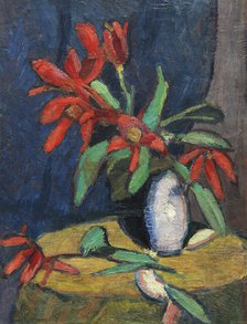 Red flowers in white jug, 1911. Creator: Stenner, Hermann (1891-1914).