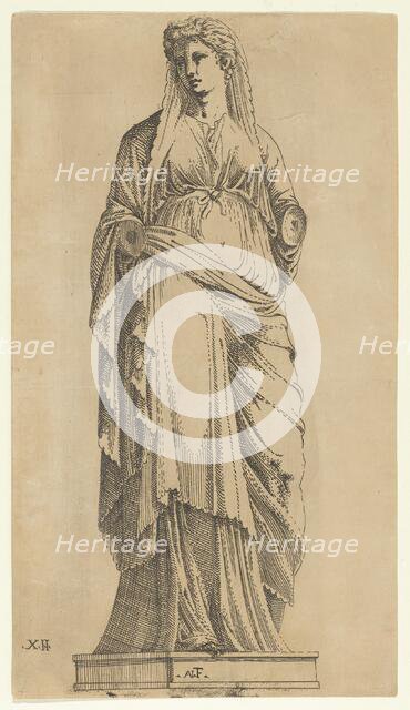 Woman Full Face, Her Head Slightly to the Left, ca. 1543. Creator: Antonio Fantuzzi.