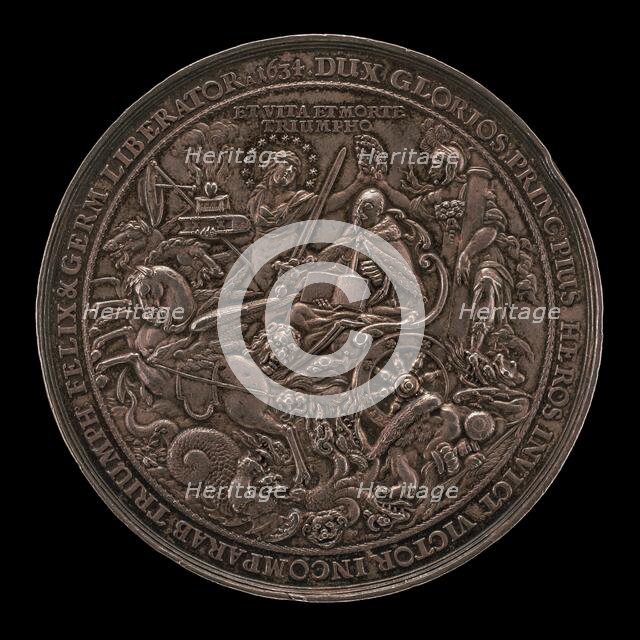 Triumph of King Gustavus Adolphus [reverse], 1634. Creator: Sebastian Dadler.