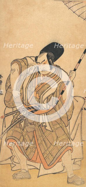 The Actor Nakamura Sukegoro II as a Samurai Disguised as a Shicho or Attendant..., ca. 1778. Creator: Shunsho.
