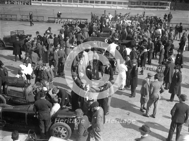 BARC meeting, Brooklands, 1930. Artist: Bill Brunell.