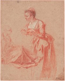 Two Figure Studies of a Young Woman, c. 1716. Artist: Watteau, Jean Antoine (1684-1721)