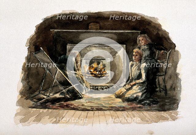 The London Fever Hospital, Liverpool Road, Islington: a nurse and two female patients [?]..., 1891. Creator: Nurse Flower.