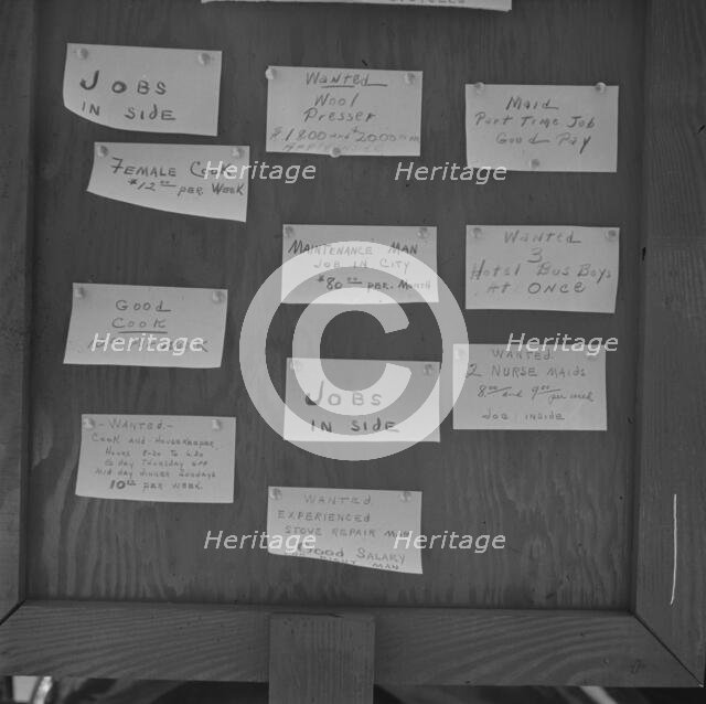 Sign in front of an employment agency, Jacksonville, Florida, 1943. Creator: Gordon Parks.
