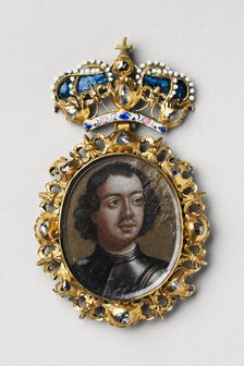 Decoration of Honour with Portrait of Emperor Peter I the Great (1672-1725), Early 18th cen.. Creator: Orders, decorations and medals  .