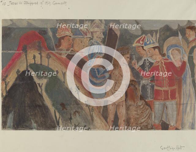 Station of the Cross No. 10: "Jesus is Stripped of His Garments, c. 1936. Creator: Geoffrey Holt.