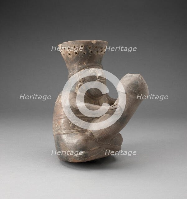 Cup in the Form of a Figure Holding Enlarged Penis, A.D. 1100/1470. Creator: Unknown.