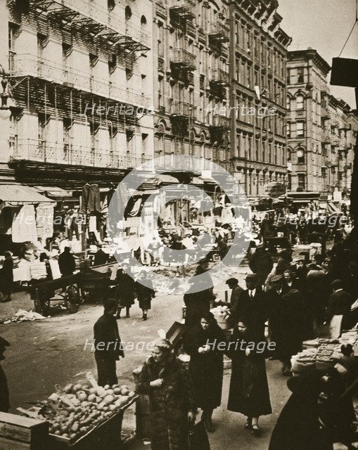 Street market on Orchard Street, Lower East Side, New York, USA, early 1930s. Artist: Frederick Bradley