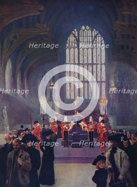 The homage of his people: King Edward's lying in state, Westminster Hall, May 16-19, 1910 (1911). Artist: Edward Frederick Skinner.