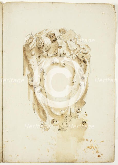 Design for Escutcheon, with Artist's Instruments, n.d. Creator: Unknown.