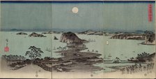 Panorama of the Eight Views of Kanazawa under a Full Moon (Buyo Kanazawa hassho yakei), 1857. Creator: Hiroshige, Utagawa (1797-1858).