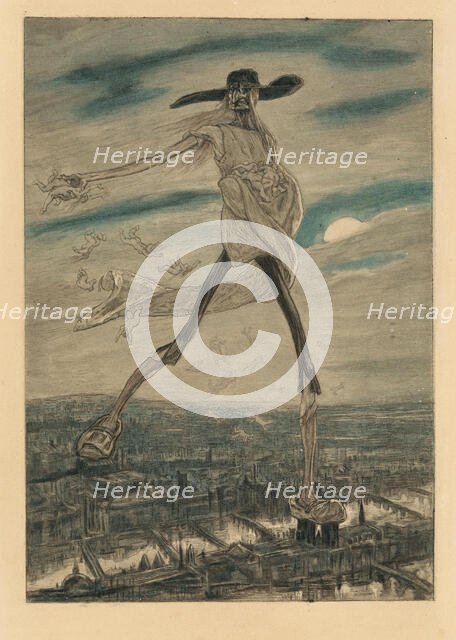 Satan Sowing Seeds (from Les Sataniques), c 1906. Creator: Rops, Félicien (1833-1898).