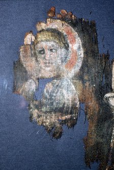 Coptic Textile Head of Christ, Painting on Linen, Egypt, 6th century. Artist: Unknown.