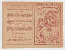 Cover for 'Nuevo Oraculo ó sea El Libro del Porvenír', an old women seated at a t..., ca. 1880-1910. Creator: José Guadalupe Posada.