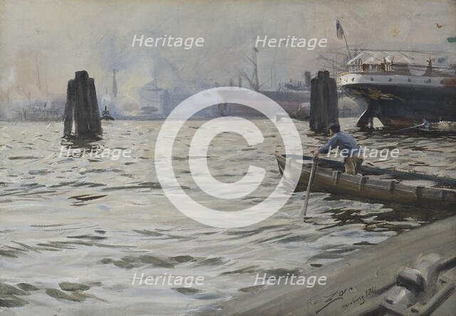 The Port of Hamburg, 1891. Creator: Anders Leonard Zorn.