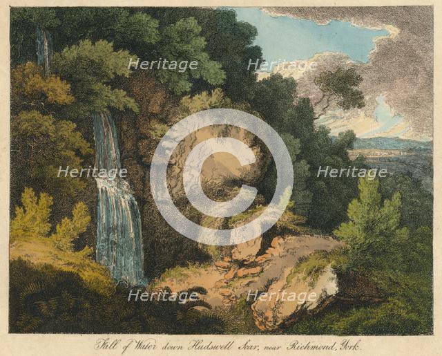 'Fall of Water down Hudswell Scar, near Richmond, York', 19th century? Creator: Unknown.