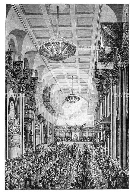 Banquet for the Queen at the Guildhall, London, 1837, (1900). Artist: Unknown