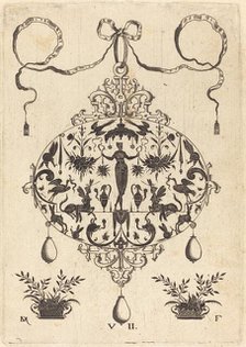 Large Pendant, Flora Standing, Holding a Fruit Garland, 1596. Creator: Daniel Mignot.
