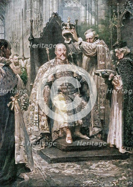 'The Archbishop of Canterbury Crowning The King', 1902, (c1900).  Creator: Unknown.