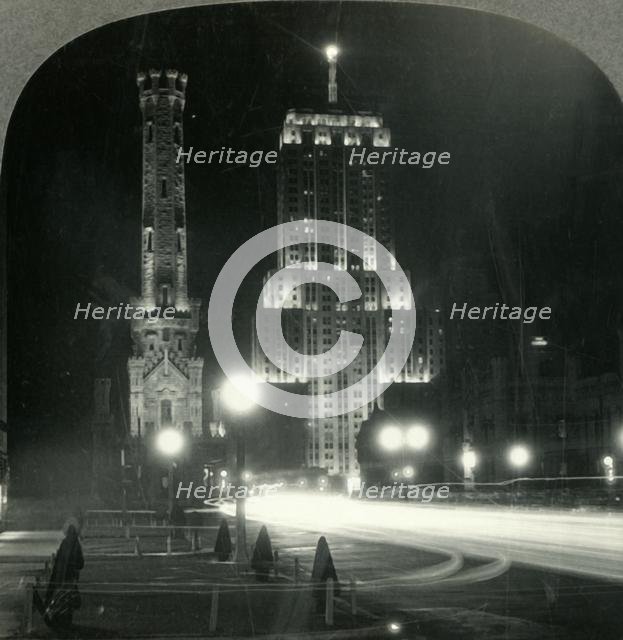 "The Man-made Star" - Lindbergh Beacon, Palmolive Building, Chicago, Illinois.', 1930s. Creator: Unknown.