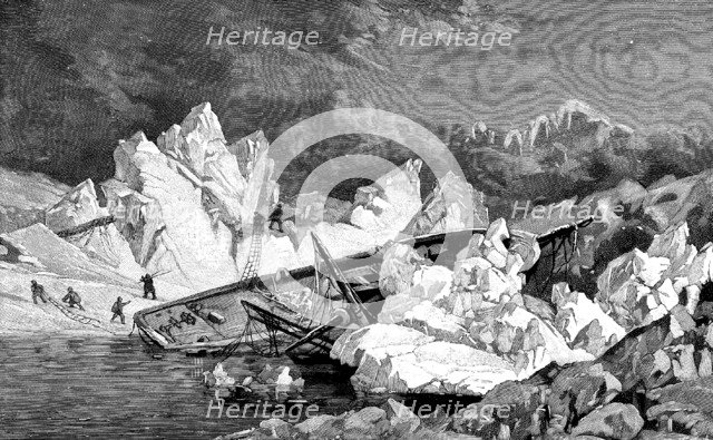 The wreck of the Hansa. Second German North Polar Expedition, 1870. Artist: Anonymous  