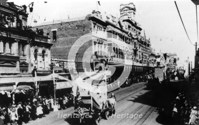Peace Day parade on Queen Street, Brisbane, 1919. Creator: Unknown.