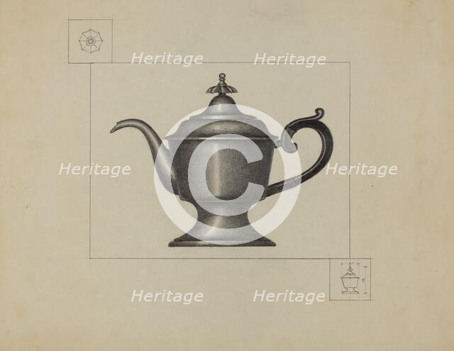 Pewter Coffee Pot, c. 1936. Creator: Herman Bader.