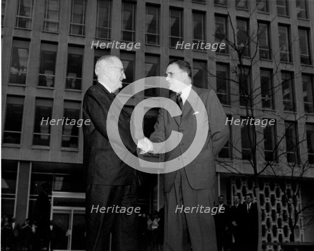 Truman and Webb at NASA Headquarters, 1961. Creator: NASA.