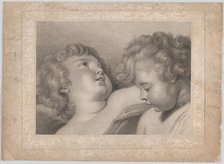 Two heads of cherubs, 1800. Creator: Thomas Cheesman.