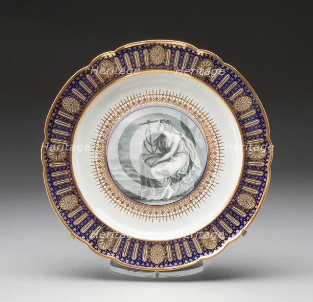 Plate from the Duke of Clarence Service, Worcester, c. 1792. Creator: Royal Worcester.