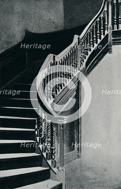 'Oak Staircase of Charles II, at Whitton Park House', 1910.  Artist: Unknown.