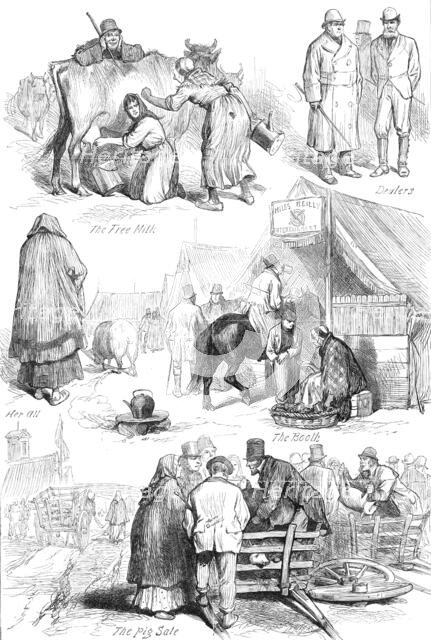 Sketches at an Irish cattle fair, 1881. Creator: Unknown.