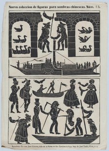 Sheet 15 of figures for Chinese shadow puppets, 1859. Creator: Juan Llorens.