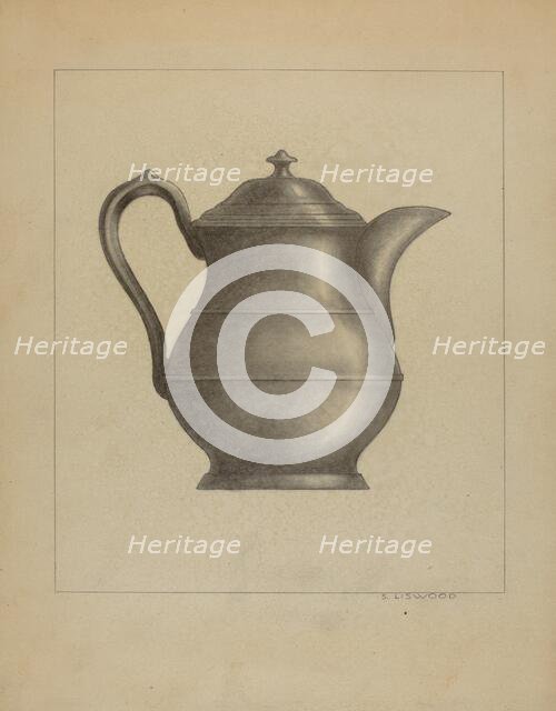 Pewter Pitcher, c. 1936. Creator: Sidney Liswood.