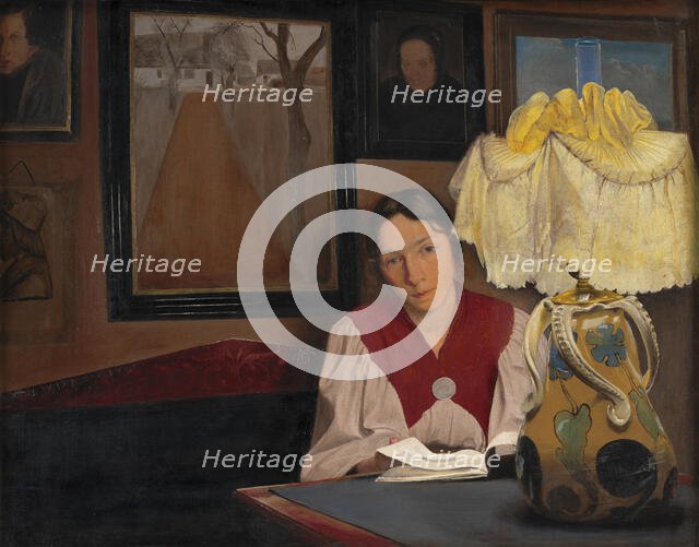 The Artist's Wife by Lamplight, 1898. Creator: Laurits Andersen Ring.